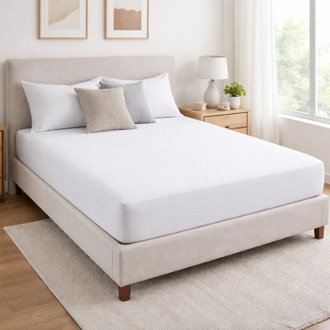 Płócienne prześcieradło hotelowe z gumką 200x200 cm, 100% bawełna 150g