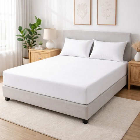 Płócienne prześcieradło hotelowe z gumką 90x200 cm 100% bawełna 150g