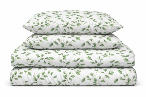 Pościel 140x200 + 2 poszewki | 100% bawełna | zielony bluszcz 6002