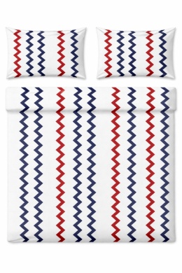 Pościel 160x200 100% bawełna – komplet z poszewkami | Polska produkcja| czerwony / granatowy zygzak