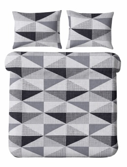 Pościel 160x220 + 2 poszewki | 100% bawełna | Szare trójkąty