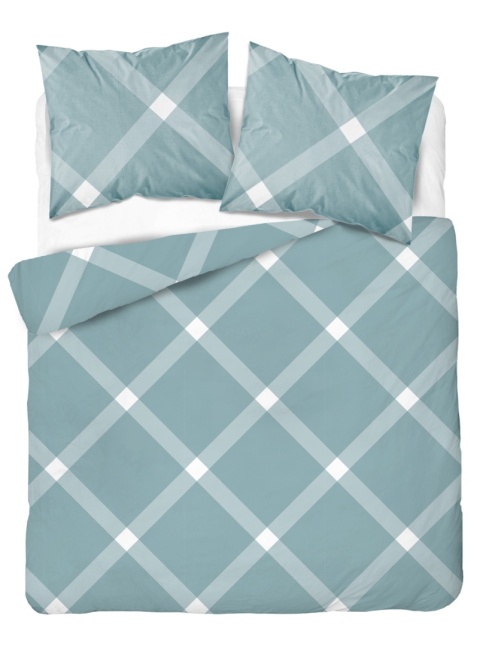 Pościel 180x200 + 2 poszewki | 100% bawełna | Zielona krata 5185 A