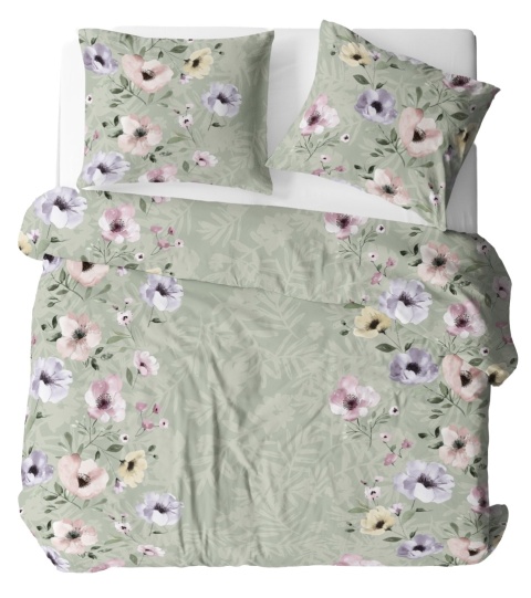 Pościel 180x200 + 2 poszewki | 100% bawełna | Kwiaty i mięta 1993