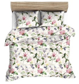 Pościel 180x200 + 2 poszewki | 100% bawełna | Kwiaty w beżu 1578