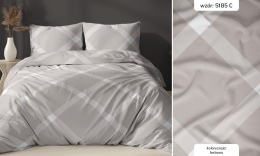 Pościel 180x200 + 2 poszewki | 100% bawełna | Beżowa krata 5185 C