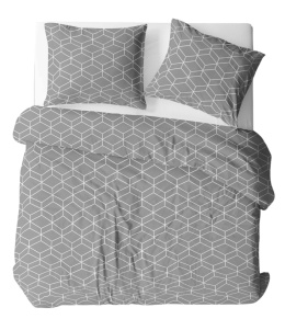 Pościel 180x200 + 2 poszewki | 100% bawełna | geometryczna biała 2058