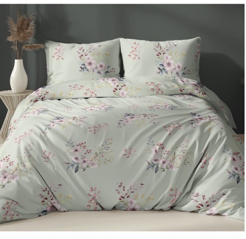 Pościel 220x200 + 2 poszewki | 100% bawełna | Kwiat jabłoni pastel 5180 A