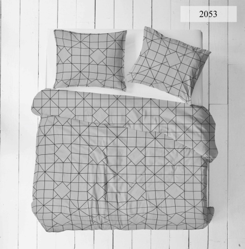 Pościel 220x200 + 2 poszewki | 100% bawełna | geometryczna czarne 2053