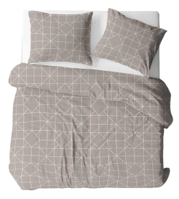 Pościel 220x240 + 2 poszewki | 100% bawełna | geometryczna beżowa 2052