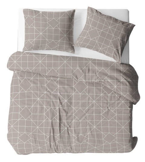 Pościel 220x240 + 2 poszewki | 100% bawełna | geometryczna beżowa 2052