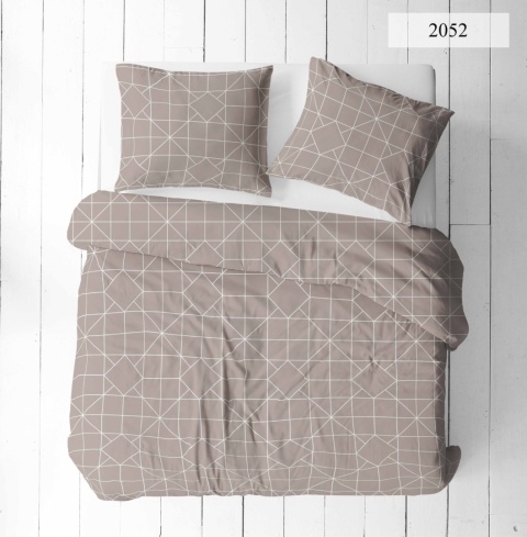Pościel 220x240 + 2 poszewki | 100% bawełna | geometryczna beżowa 2052