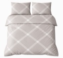 Pościel 220x240 + 2 poszewki | 100% bawełna | Beżowa krata 5185 C
