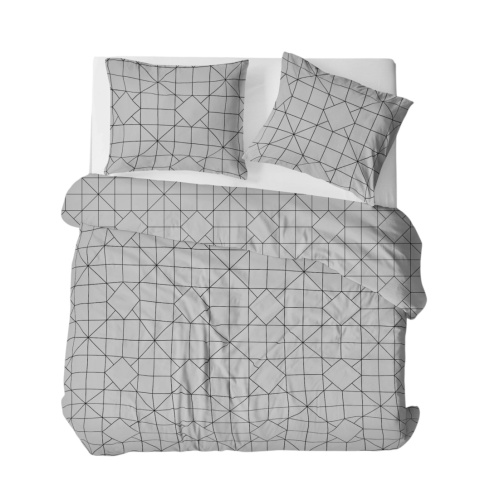 Pościel 220x240 + 2 poszewki | 100% bawełna | geometryczna czarny 2053