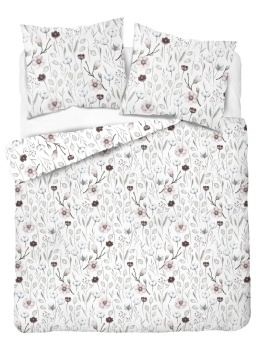 Pościel 220x240 + 2 poszewki | 100% bawełna | kwiaty ecru 5186 A