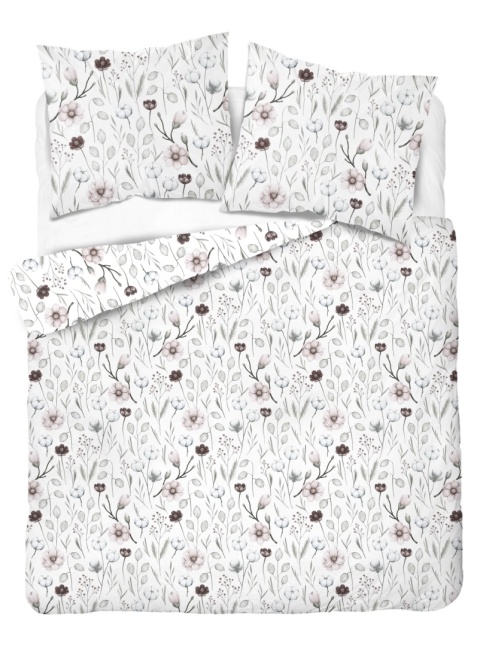 Pościel 220x240 + 2 poszewki | 100% bawełna | kwiaty ecru 5186 A