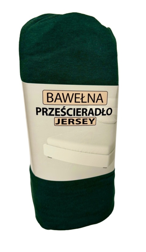 Przescieradło z gumką Jersey 180x200 , butelkowa zieleń