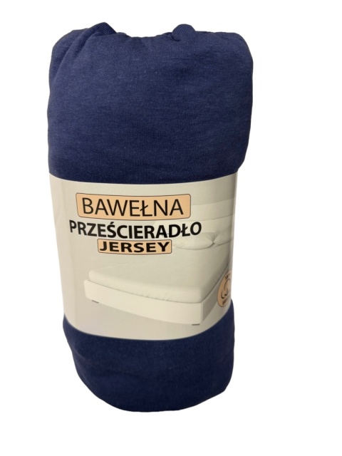 Przescieradło z gumką Jersey 180x200 , GRANATOWE
