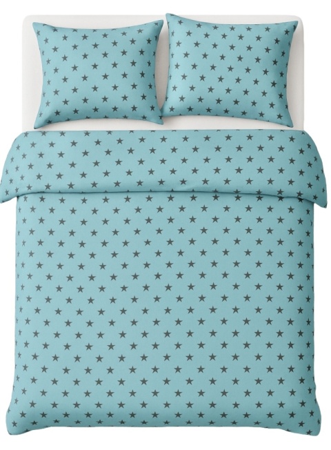 Pościel 160x200 100% bawełna – komplet z poszewkami | Polska produkcja| drobne gwiazdki na turkus