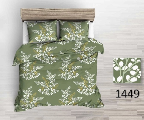 Pościel 160x220 + 2 poszewki| 100% bawełna | gałązka na zielonym 1449