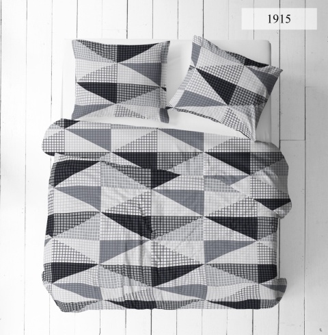 Pościel 160x220 + 2 poszewki | 100% bawełna | Szare trójkąty