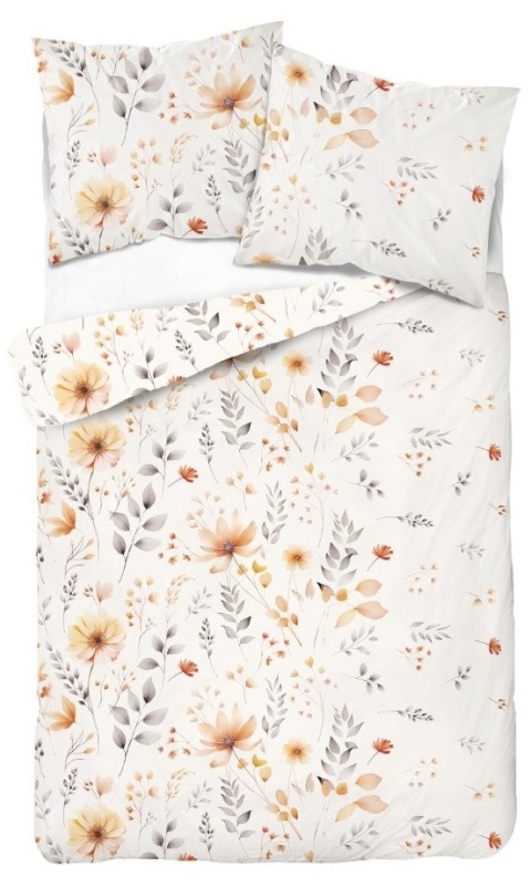 Pościel 160x220 + 2 poszewki| 100% bawełna | 5066 A pomarańczowa w beżu