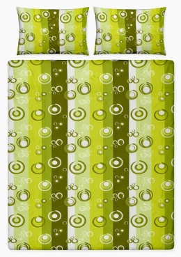 Pościel 160x220 + 2 poszewki | 100% bawełna | zielone kółka ręcznie malowane