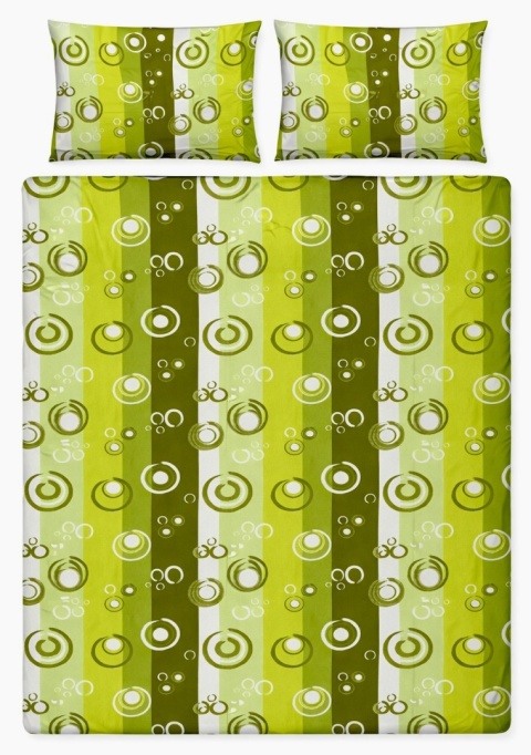 Pościel 160x220 + 2 poszewki | 100% bawełna | zielone kółka ręcznie malowane