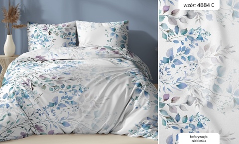 Pościel 160x220 + 2 poszewki| 100% bawełna | niebieska gałązka 4884 C