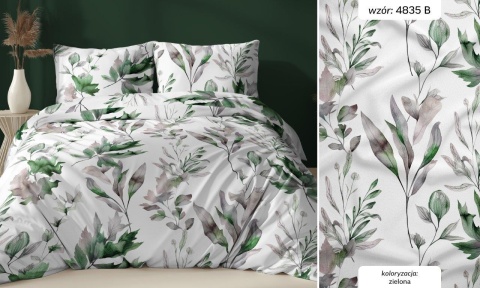 Pościel 160x220 + 2 poszewki| 100% bawełna | Zielona gałązka 4835 B