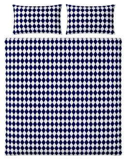 Pościel 160x220 + 2 poszewki| 100% bawełna | białe / niebieskie romby