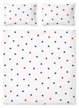 Pościel 160x220 + 2 poszewki| 100% bawełna | czerwone granatowe gwiazdki