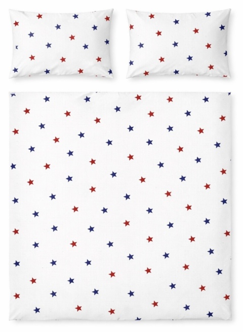 Pościel 160x220 + 2 poszewki| 100% bawełna | czerwone granatowe gwiazdki