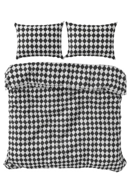 Pościel 160x220 + 2 poszewki| 100% bawełna | białe / czarne romby