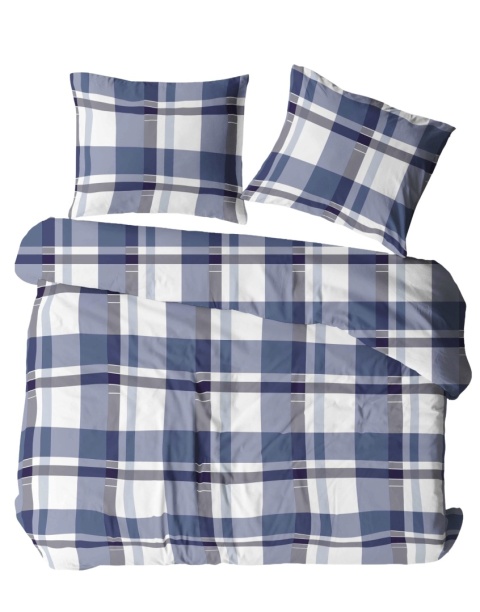 Pościel 200x200 + 2 poszewki | 100% bawełna | 2029 krata granat