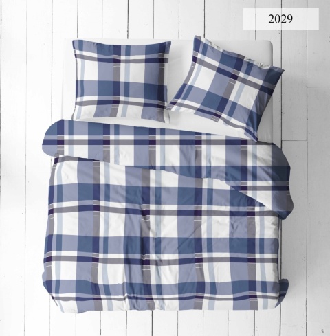 Pościel 200x200 + 2 poszewki | 100% bawełna | 2029 krata granat