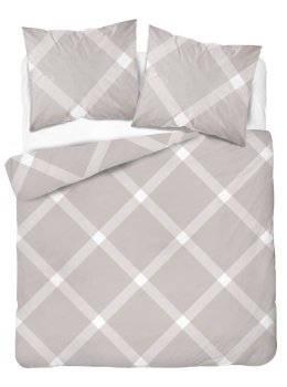 Pościel 220x240 + 2 poszewki | 100% bawełna | Beżowa krata 5185 C