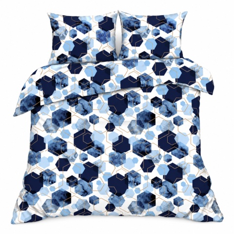 Pościel 180x200 + 2 poszewki | 100% bawełna | niebieski Hexagon