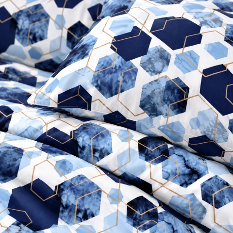 Pościel 220x240 + 2 poszewki | 100% bawełna | niebieski Hexagon