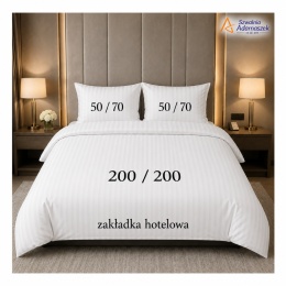 Pościel Hotelowa Adamaszek 1 cm 200x200 + 2x poszewka 50x70 | 100% Bawełna – Zakładka Hotelowa | Szwalnia Adamaszek