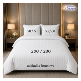 Pościel Hotelowa Adamaszek 1 cm 200x200 + 2x poszewka 50x60 | 100% Bawełna – Zakładka Hotelowa | Szwalnia Adamaszek