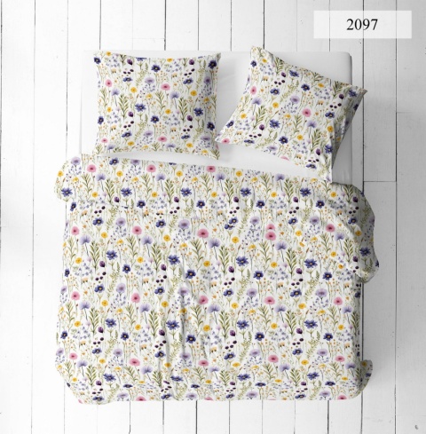 Pościel 140x200 + 2 poszewki | 100% bawełna | 2097 Kwiecista łąka