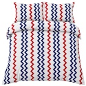 Pościel 160x220 + 2 poszewki| 100% bawełna |Pościel w zygzaki – granat i czerwień