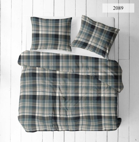 Pościel 160x220 + 2 poszewki| 100% bawełna |2089 Szkocki Błękit