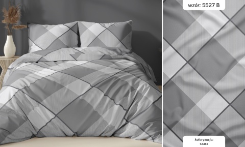 Pościel 180x200 + 2 poszewki | 100% bawełna | 5227 B szara krata