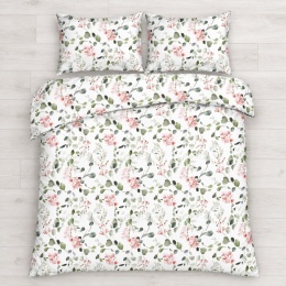 Pościel 220x200 + 2 poszewki | 100% bawełna | 1610 Różany Eukaliptus