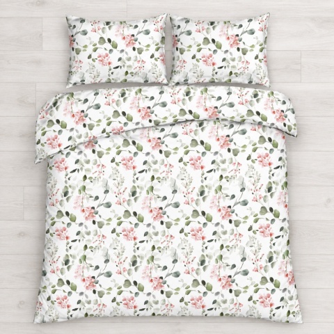 Pościel 220x200 + 2 poszewki | 100% bawełna | 1610 Różany Eukaliptus