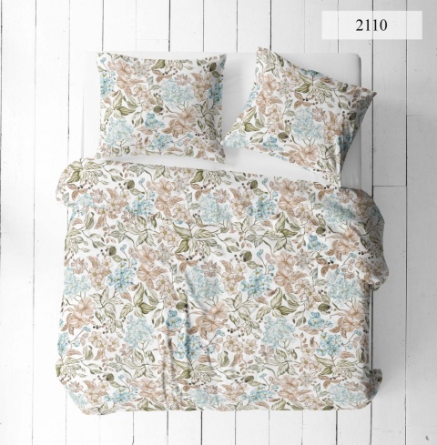 Pościel 220x200 + 2 poszewki | 100% bawełna | 2110 Błękitna Hortensja